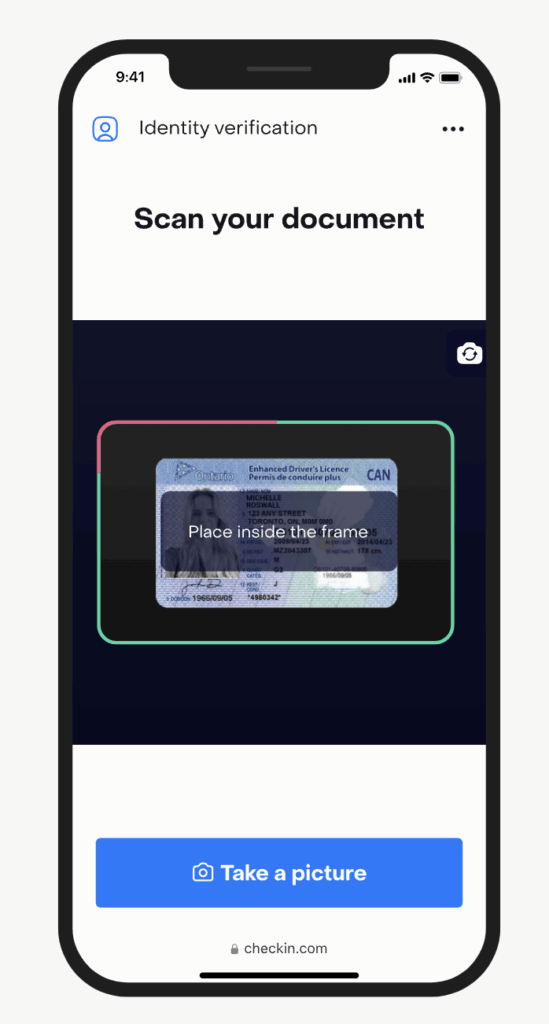  ID scanning interface for KYC